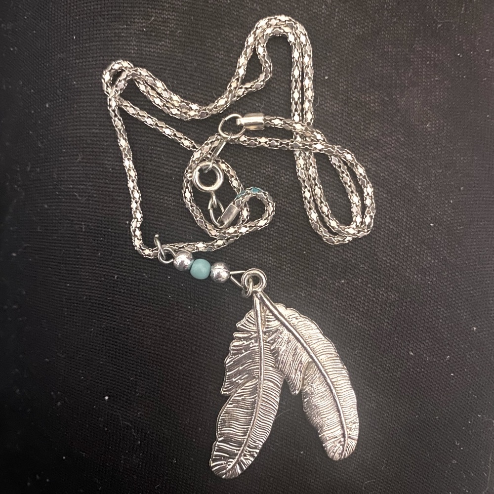 Silver Native American Feather Necklace